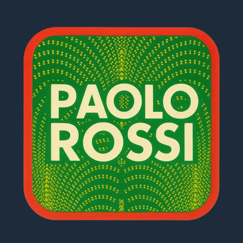 Paolo Rossi Logo Men's Hoodie – navy close-up detail shot of the Paolo Rossi Players Couture logo design