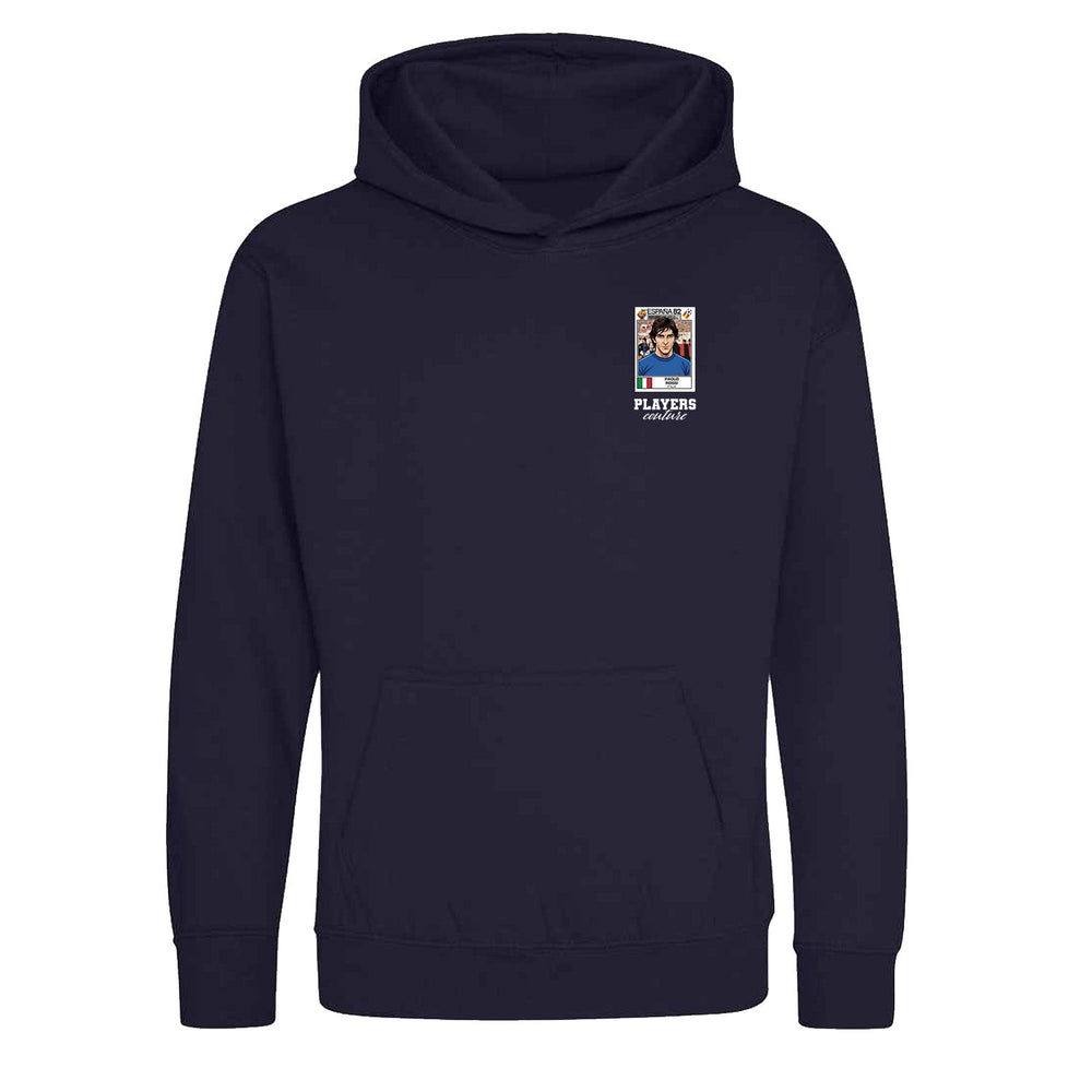 Paolo Rossi World Cup Sticker Kids Hoodie – paolo rossi sticker kids navy hoodie Players Couture design