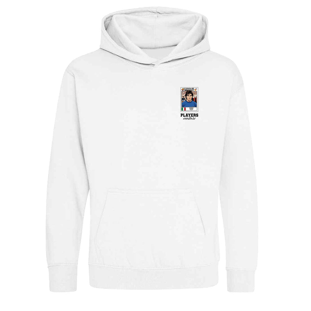 Paolo Rossi World Cup Sticker Kids Hoodie – paolo rossi sticker kids white hoodie Players Couture design