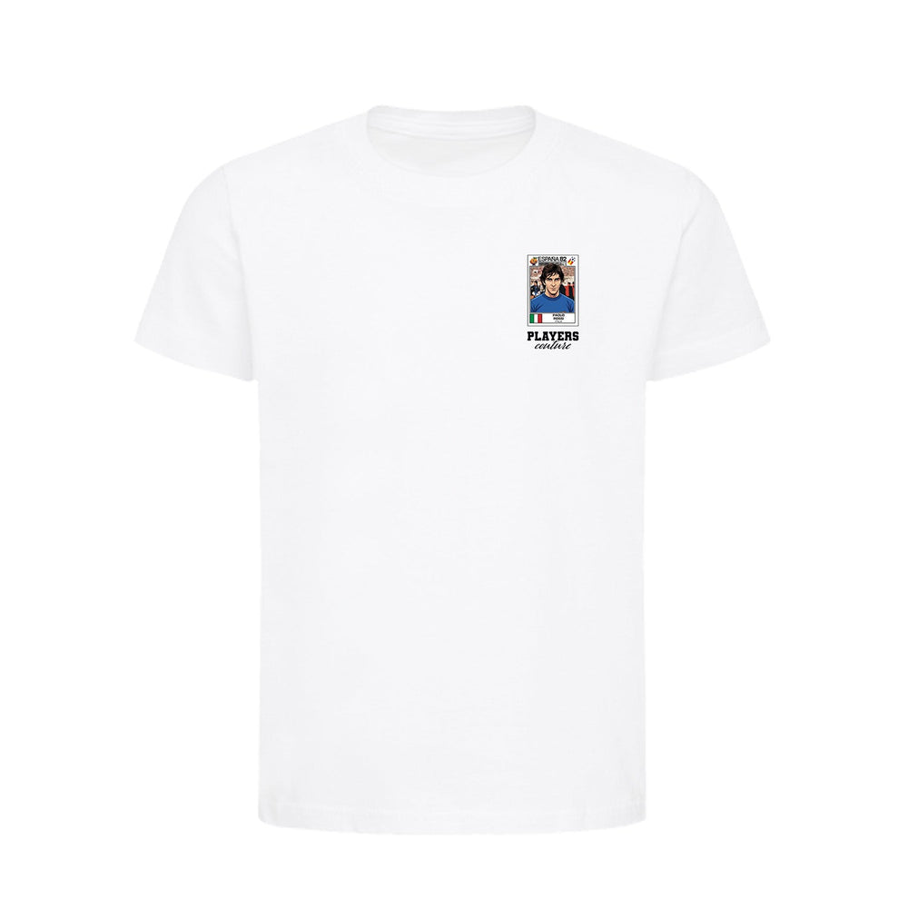 Paolo Rossi World Cup Sticker Kids T-Shirt – paolo rossi sticker kids white tshirt Players Couture design