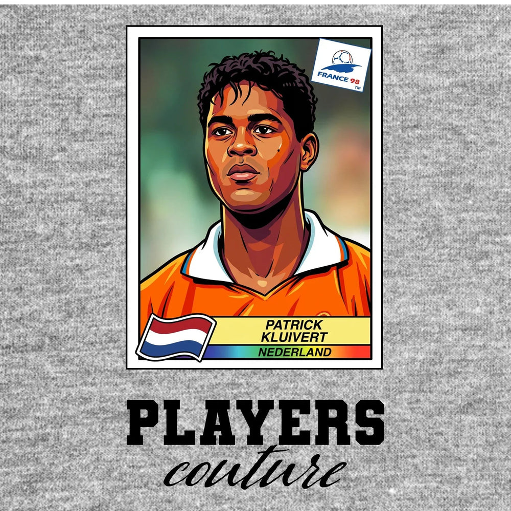 Patrick Kluivert World Cup Sticker Kids Hoodie – patrick kluivert grey Players Couture design