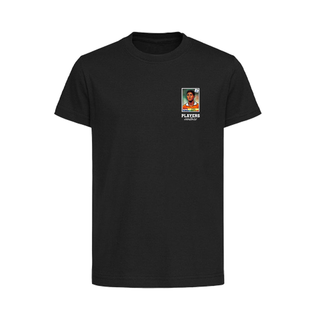 Patrick Kluivert World Cup Sticker Kids T-Shirt – patrick kluivert sticker kids black tshirt Players Couture design