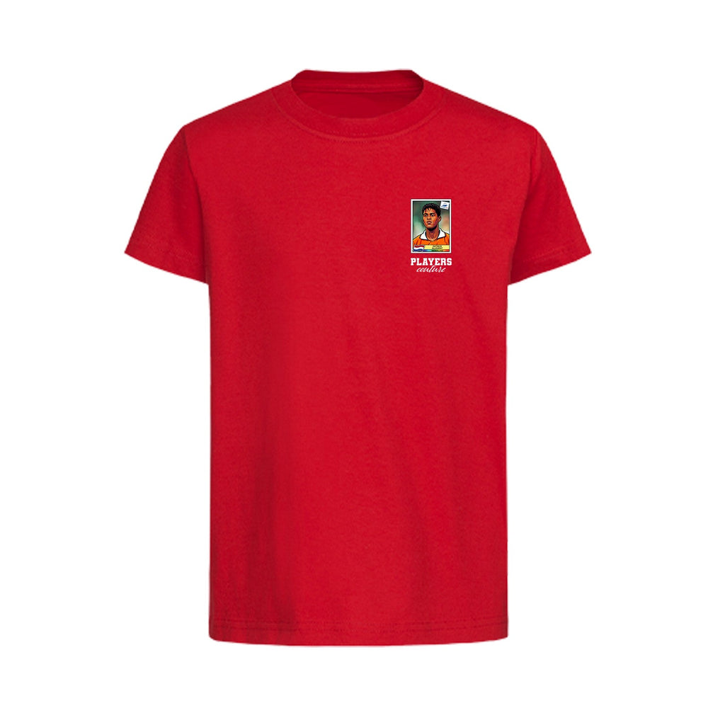 Patrick Kluivert World Cup Sticker Kids T-Shirt – patrick kluivert sticker kids red tshirt Players Couture design