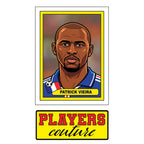 Patrick Vieira World Cup Sticker Men's T-Shirt – close-up detail shot of the Patrick Vieira World Cup Players Couture logo