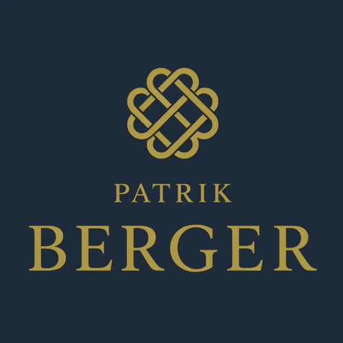 Patrik Berger Logo Men's T-Shirt – navy close-up detail shot of the Patrik Berger Players Couture logo design