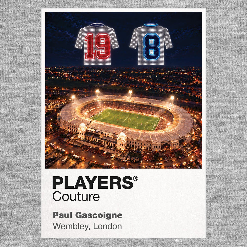 Paul Gascoigne England Icons in Lights Frame artwork in grey