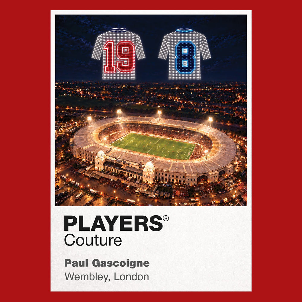 Paul Gascoigne England Icons in Lights Frame artwork in red