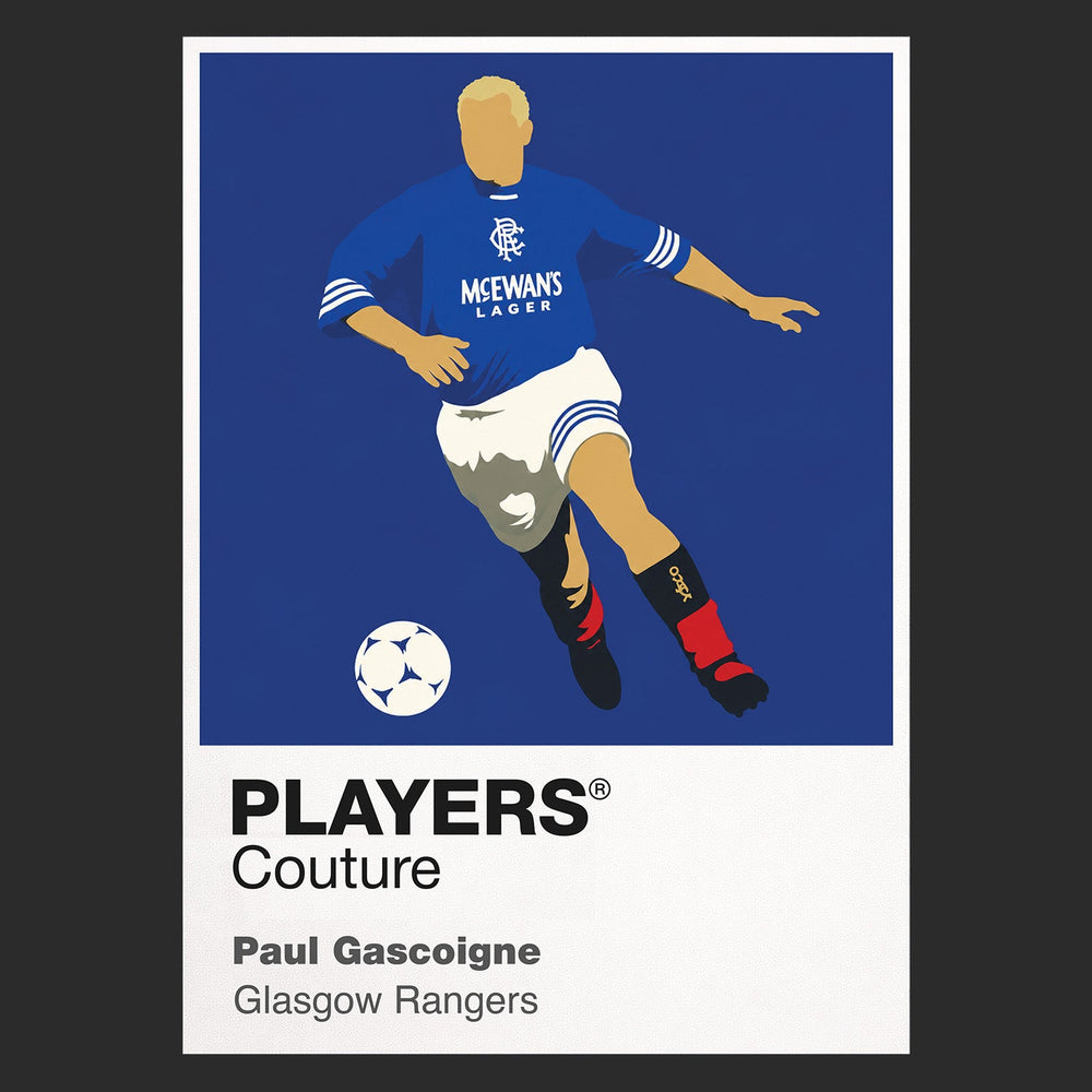 Paul Gascoigne Rangers black Icon Frame artwork detail