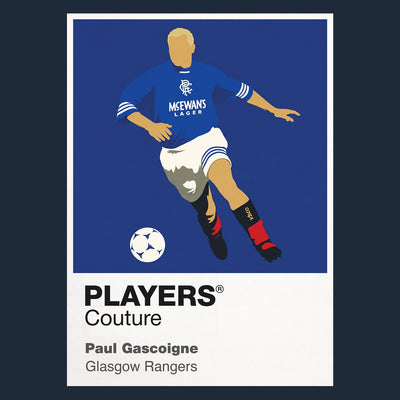 Paul Gascoigne Glasgow Rangers Icon Frame Men's Hoodie — Navy Artwork
