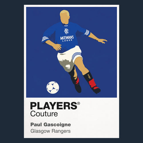 Paul Gascoigne Glasgow Rangers Icon Frame Men's Hoodie — Navy Artwork