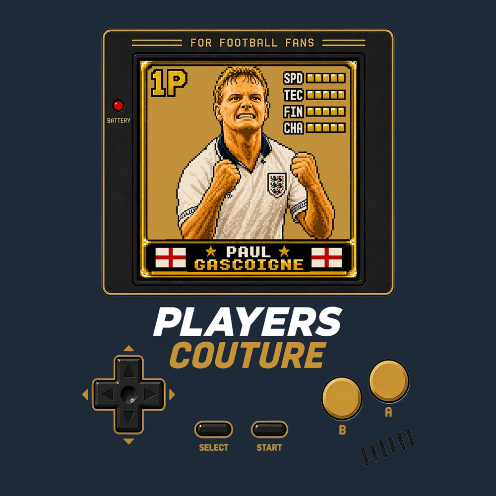 Paul Gascoigne 1P 8-Bit t-shirt retro gaming design by Players Couture