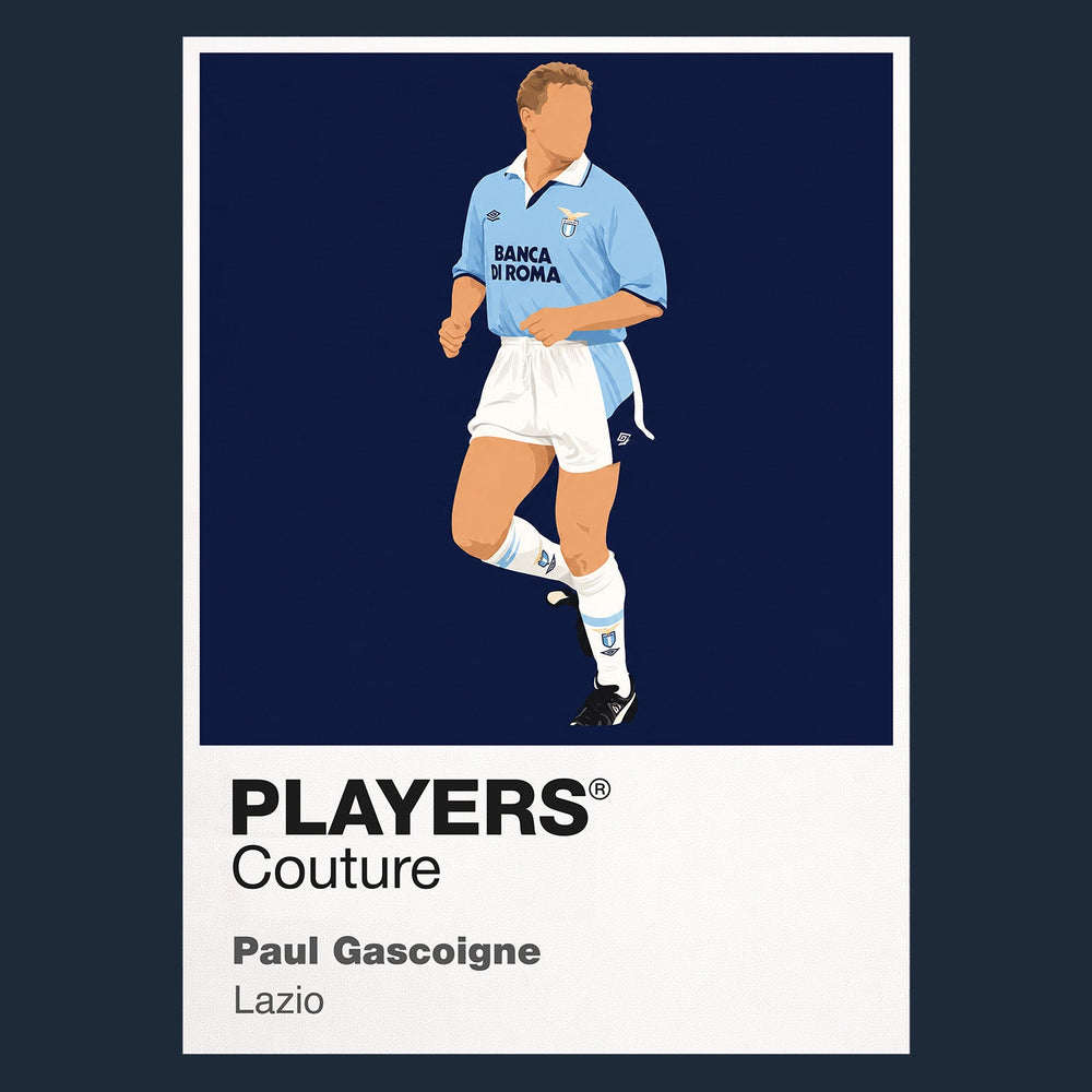 Paul Gascoigne Lazio navy Icon Frame artwork detail