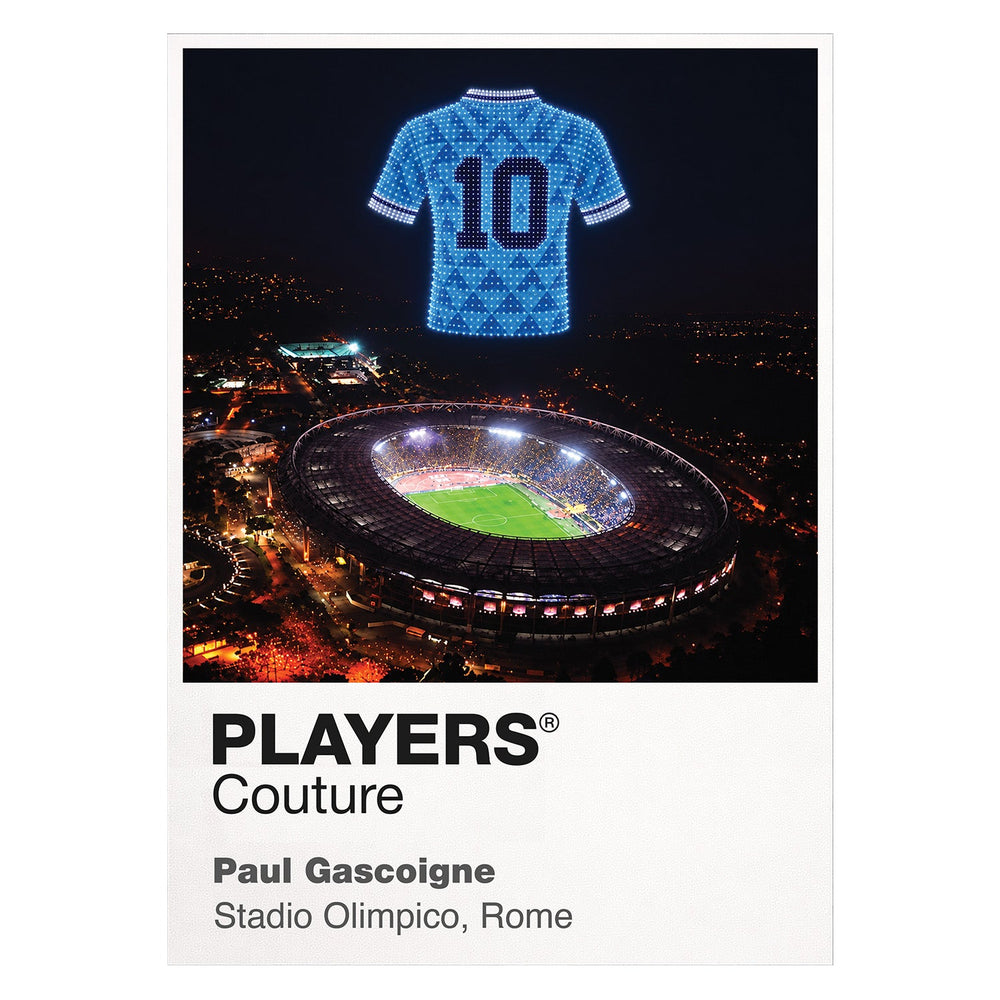 Paul Gascoigne Lazio number 10 Icons in Lights Frame artwork in white