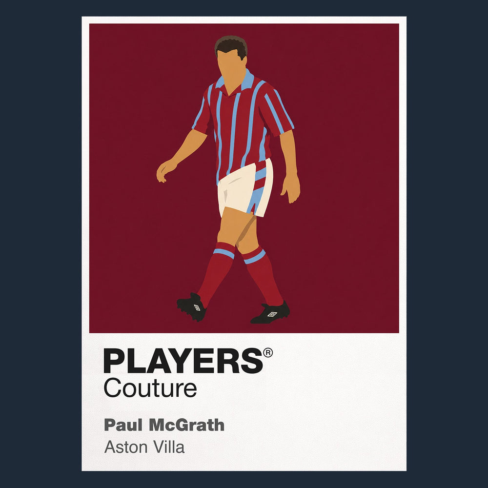 Paul McGrath Aston Villa Icon Frame Men's Hoodie — Navy Artwork