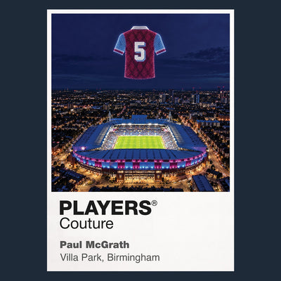 Paul McGrath Aston Villa number 5 Icons in Lights Frame artwork in navy