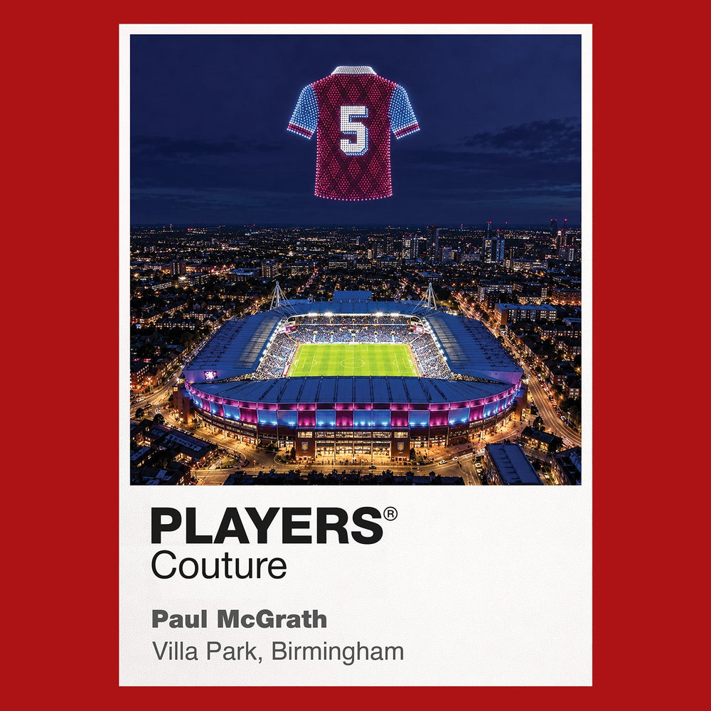 Paul McGrath Aston Villa number 5 Icons in Lights Frame artwork in red