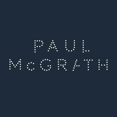 Paul McGrath Logo Men's Hoodie – navy close-up detail shot of the Paul McGrath Players Couture logo design