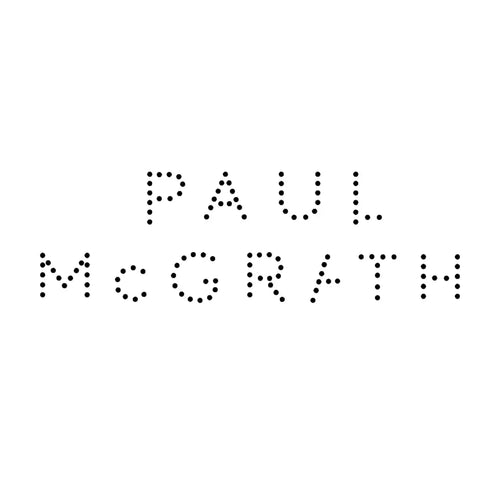 Paul McGrath Logo Men's Hoodie – white close-up detail shot of the Paul McGrath Players Couture logo design