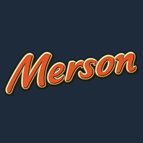 Paul Merson Logo Men's T-Shirt – navy close-up detail shot of the Paul Merson Players Couture logo design