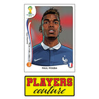 Paul Pogba World Cup Sticker Men's T-Shirt – close-up detail shot of the Paul Pogba World Cup Players Couture logo design
