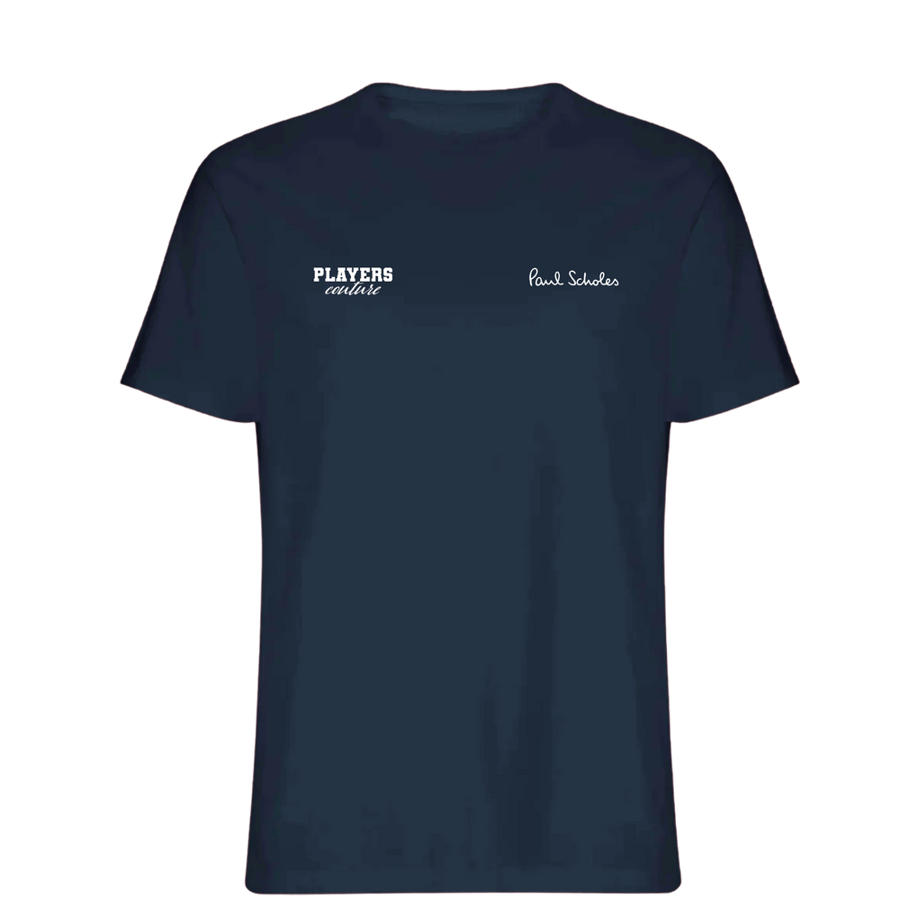 Paul Scholes Logo Players Couture Mens T-Shirt Navy