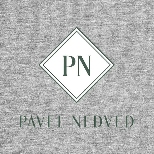 Pavel Nedved Logo Men's T-Shirt – grey close-up detail shot of the Pavel Nedved Players Couture logo design