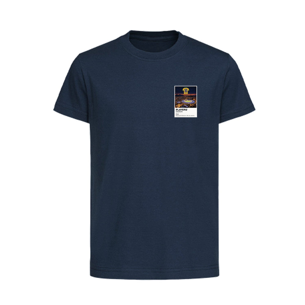 Pelé Brazil Icons in Lights Frame Kids T-Shirt in Navy