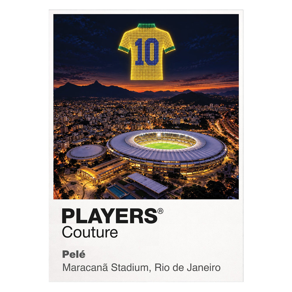 Pele Brazil number 10 Icons in Lights Frame artwork in white