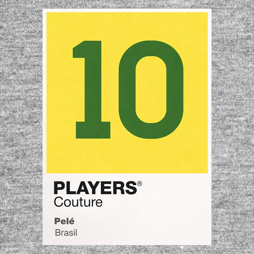Pele 10 Football Shirt Frame Men's Hoodie – grey close-up detail shot of the Pele 10 Football Players Couture logo design
