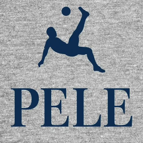 Pele Logo Kids Hoodie – grey close-up detail shot of the Pele Players Couture logo design