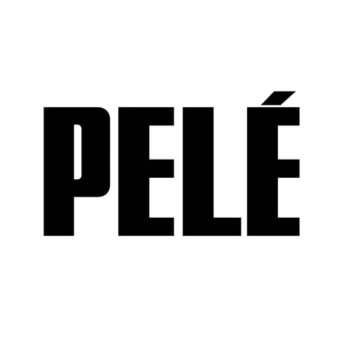 Pele Logo Men's Hoodie – white close-up detail shot of the Pele Players Couture logo design
