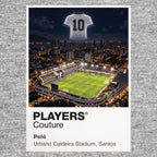 Pele Santos number 10 Icons in Lights Frame artwork in grey