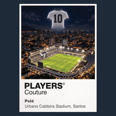 Pele Santos number 10 Icons in Lights Frame artwork in navy