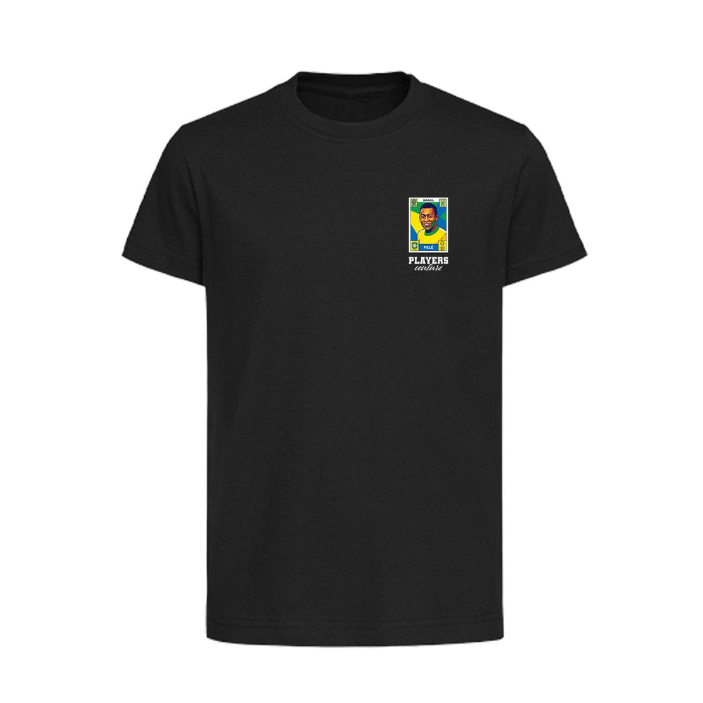 Pele World Cup Sticker Kids T-Shirt – pele sticker kids black tshirt Players Couture design