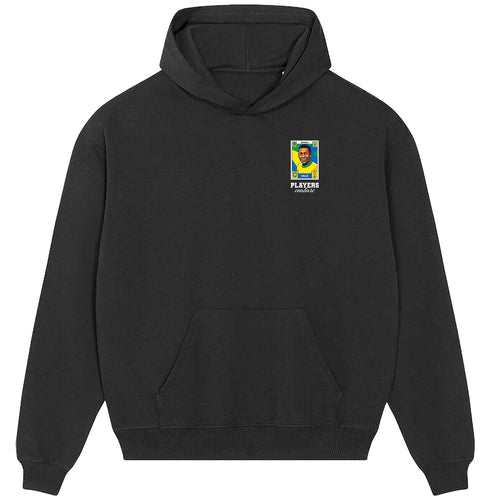 Pele World Cup Sticker Men's Hoodie – pele sticker mens black hoodie Players Couture design