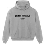 Penei Sewell hoodie – grey men's hoodie with black Penei Sewell letters and Players Couture logo on the chest