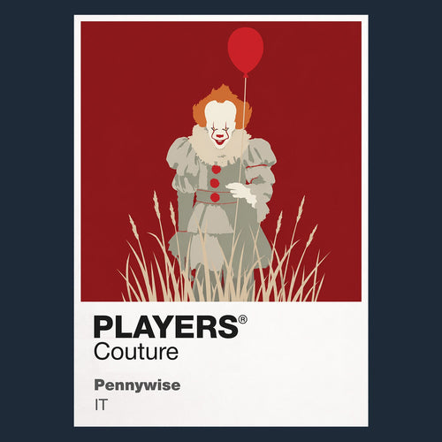 Pennywise Pennywise the Dancing Clown holding a red balloon at the entrance to Derry's sewers Icon Frame artwork in navy