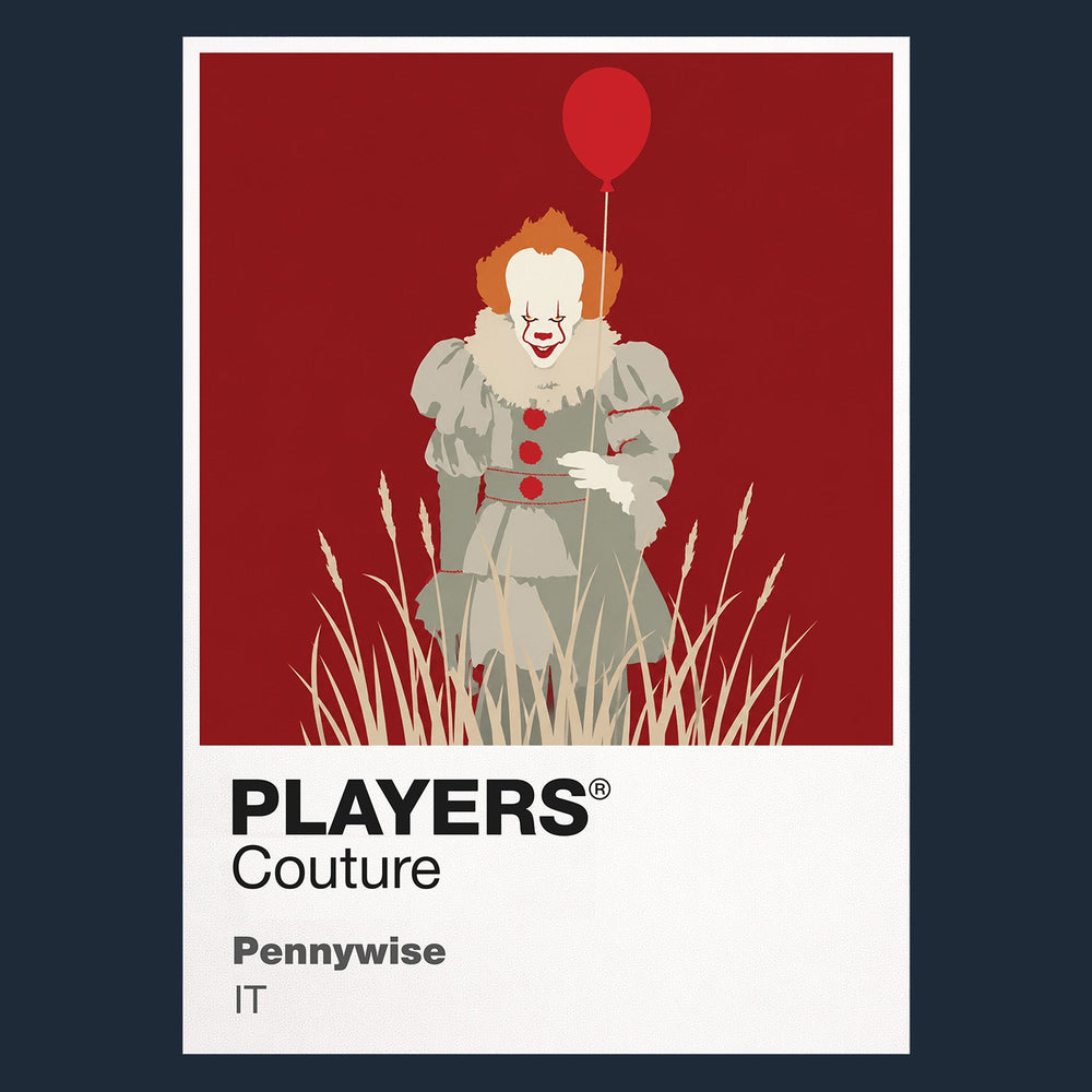 Pennywise Pennywise the Dancing Clown holding a red balloon at the entrance to Derry's sewers Icon Frame artwork in navy