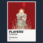 Pennywise Pennywise the Dancing Clown holding a red balloon at the entrance to Derry's sewers Icon Frame artwork in navy