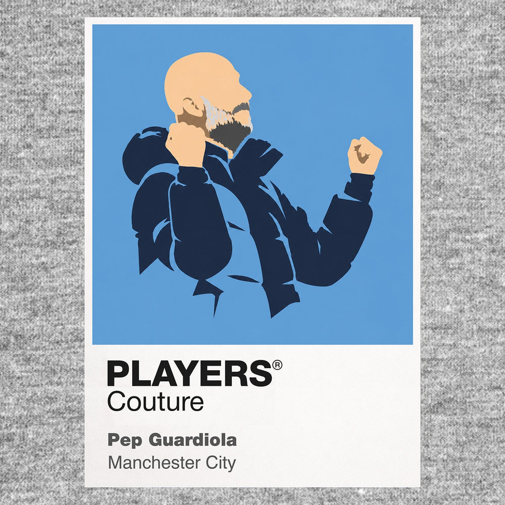 Pep Guardiola Manchester City Icon Frame Men's Hoodie — Gray Artwork