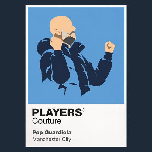 Pep Guardiola Manchester City Icon Frame Men's Hoodie — Navy Artwork