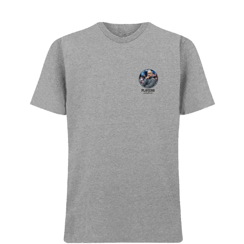 Pep Guardiola t-shirt – grey men's t-shirt featuring the Pep Guardiola Players Couture logo