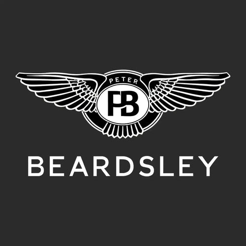 Peter Beardsley Logo Men's Hoodie – black close-up detail shot of the Peter Beardsley Players Couture logo design