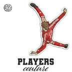 Peter Crouch Overhead Kick Badge Men's Hoodie – white close-up detail shot of the Peter Crouch Overhead Kick Players Couture