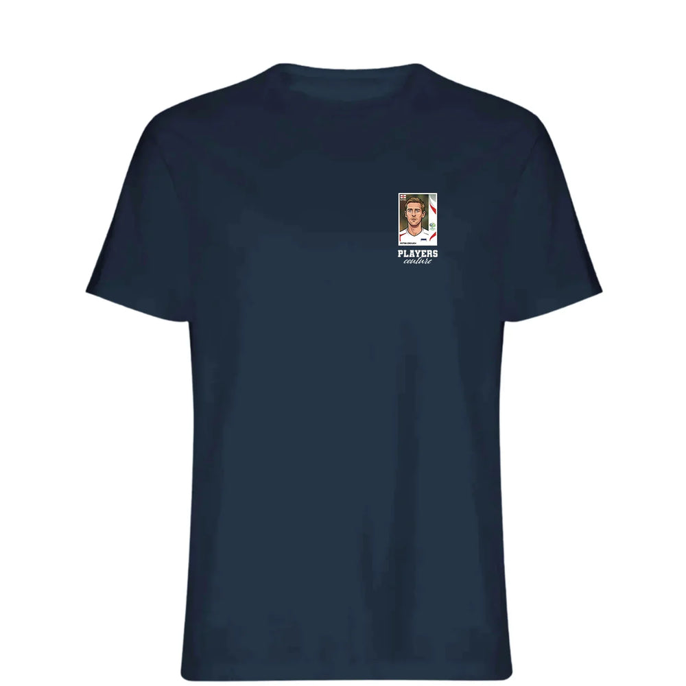 Peter Crouch World Cup t-shirt – navy men's t-shirt featuring the Peter Crouch World Cup Players Couture logo