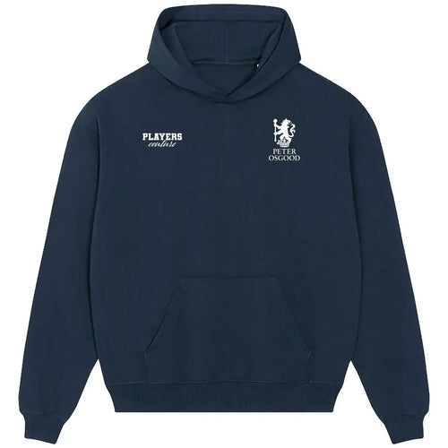 Peter Osgood hoodie – navy men's hoodie featuring the Peter Osgood Players Couture logo