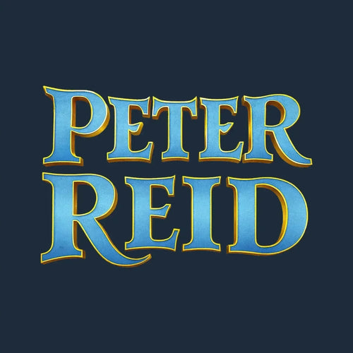 Peter Reid Logo Men's T-Shirt – navy close-up detail shot of the Peter Reid Players Couture logo design