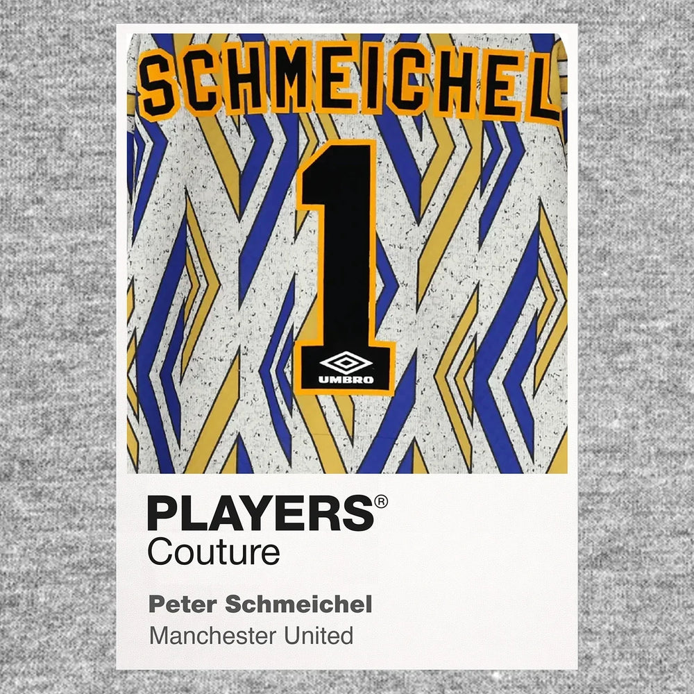 Peter Schmeichel 1 Football Shirt Frame Men's Hoodie – grey close-up detail shot of the Peter Schmeichel 1 Football Players