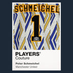 Peter Schmeichel 1 Football Shirt Frame Men's Hoodie – navy close-up detail shot of the Peter Schmeichel 1 Football Players