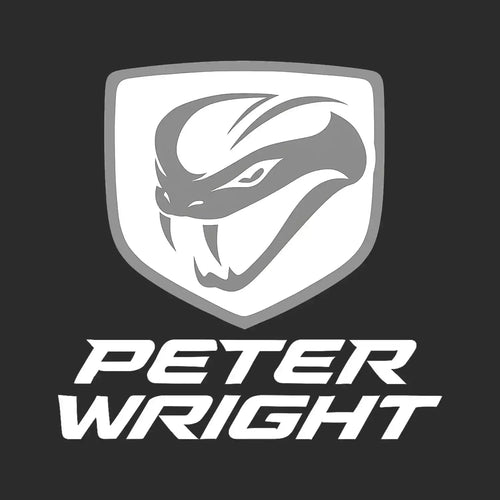 Peter Wright Logo Men's Hoodie – black close-up detail shot of the Peter Wright Players Couture logo design
